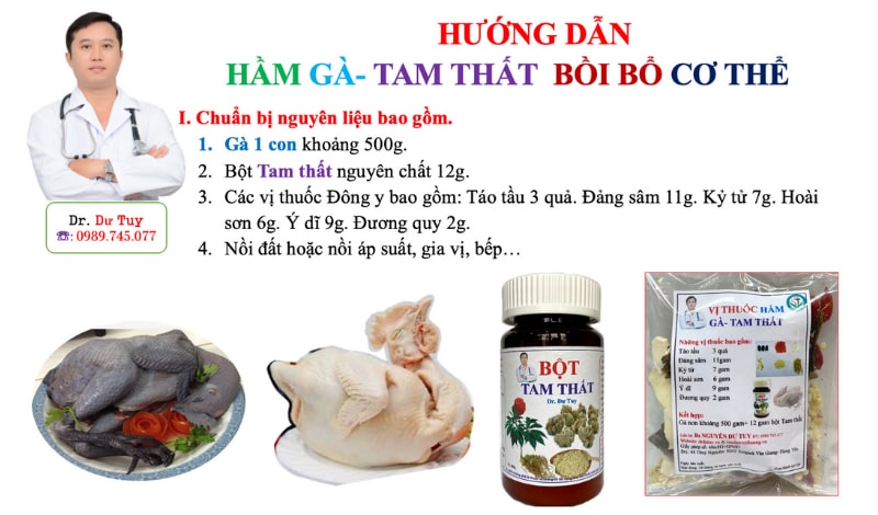 Cách hầm gà tam thất bắc