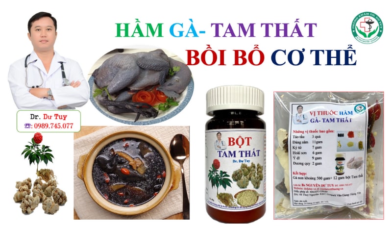 Tam thất hầm gà cho phụ nữ sau sinh