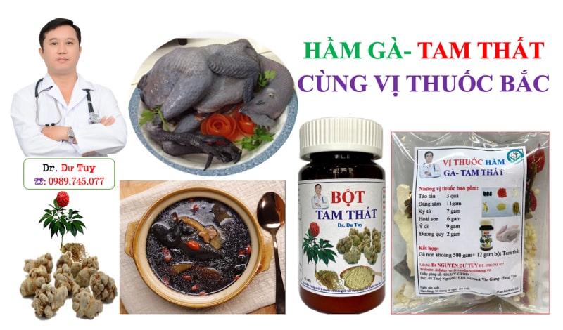 Tam thất hầm gà cho phụ nữ sau sinh